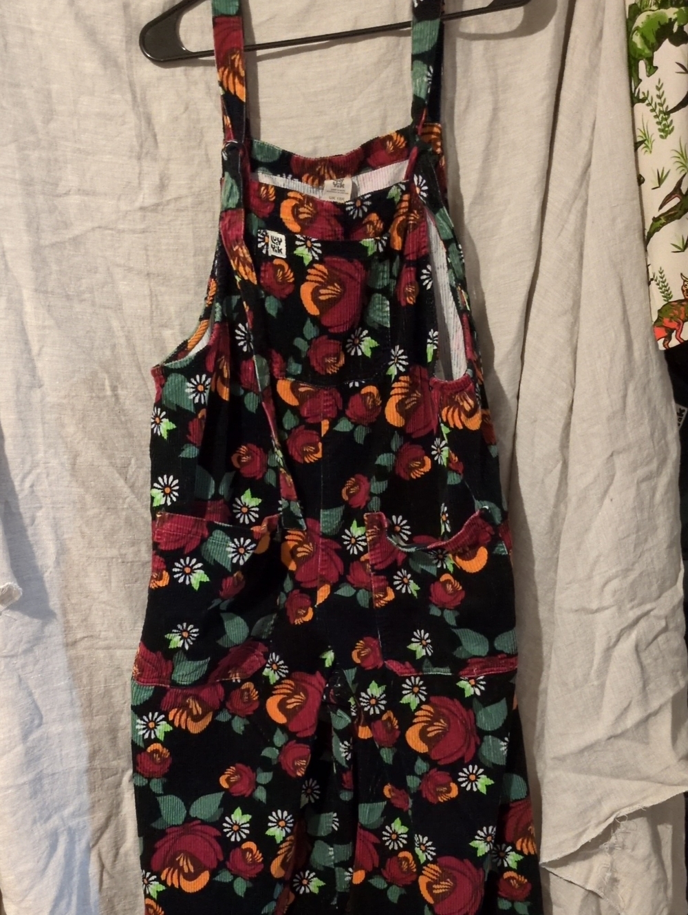 Lucy & Yak Jenny Corduroy Overalls Retro Foral